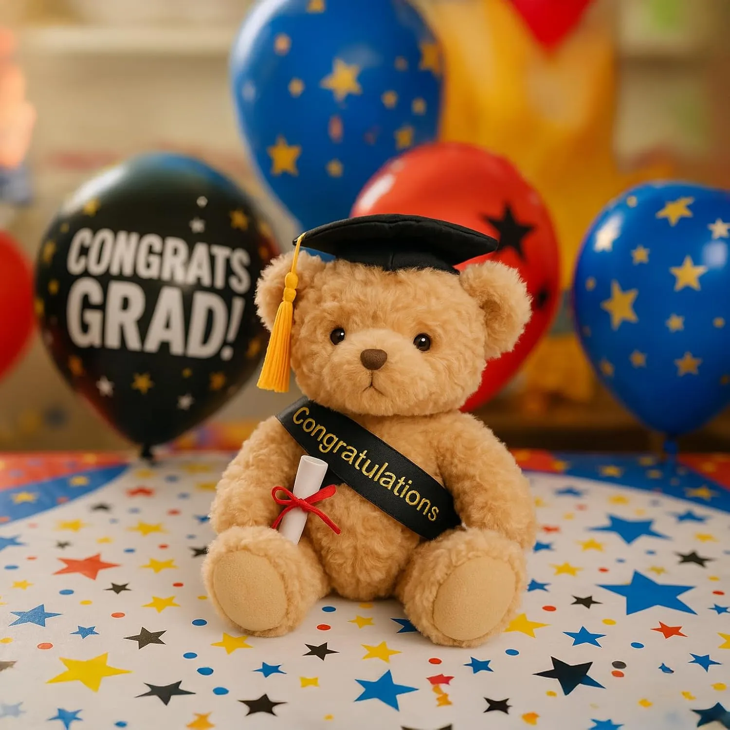 Graduation Gifts Teddy Bear Stuffed Animal Plush Toy with Doctoral Tam Velvet Gold Bullion Tassel Diploma for Man Women Girls Boys Congratulatory Party