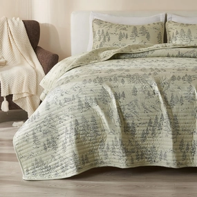 Great Bay Home Full/Queen Reversible Rustic Lodge Bear Bedspread Quilt with Shams - All Season Cabin Coverlet Bedding Set (Includes 1 Quilt, 2 Pillow Shams)