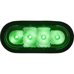 Green 6 Inch Oval Recessed LED Strobe Light with Quad Flash