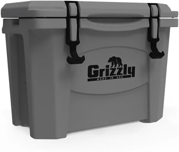 Grizzly 15 Cooler | 15 qt Ice Chest Durable Rotomolded Insulated | Made in USA | Warranty for Life | For Beach Boat Camping Fishing Hunting | G15