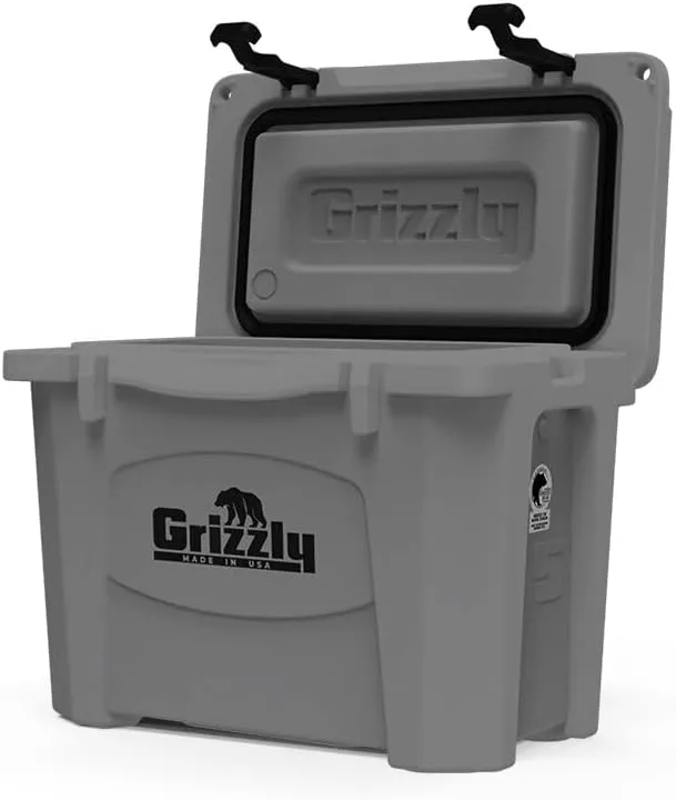 Grizzly 15 Cooler | 15 qt Ice Chest Durable Rotomolded Insulated | Made in USA | Warranty for Life | For Beach Boat Camping Fishing Hunting | G15