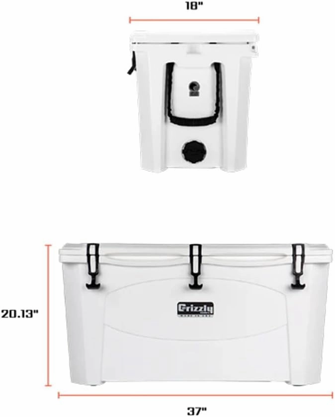 Grizzly 100 Cooler | 100 qt Ice Chest Durable Rotomolded Insulated | Made in USA | Warranty for Life | For Beach Boat Camping Fishing Hunting | G100