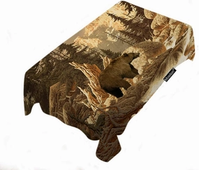Grizzly Bear Tablecloth - 52x70 Inch Animal Wilderness Forest Mountain Nature Yellowstone Rectangle Picnic BBQ Table Cloth Polyester