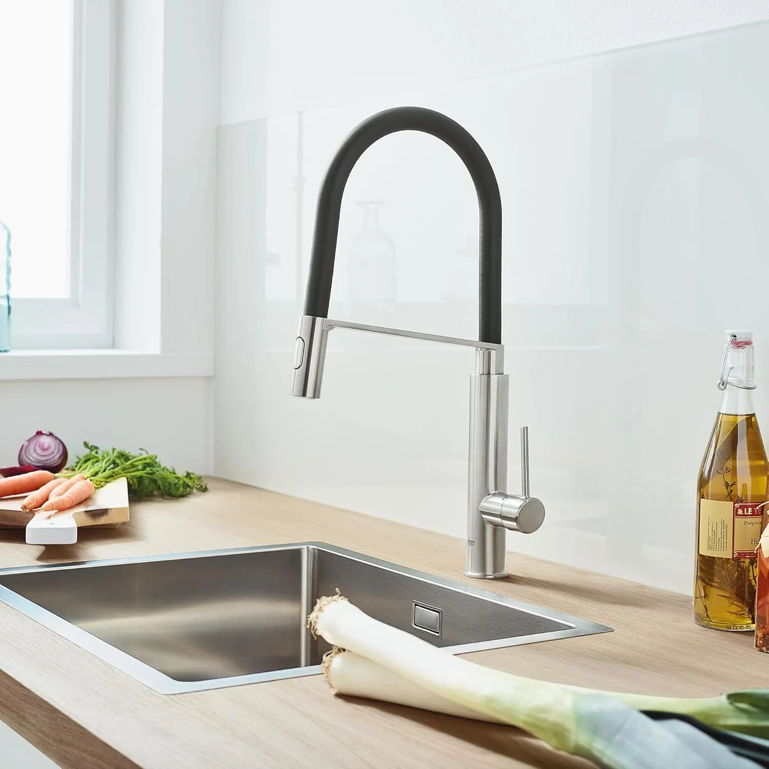 GROHE 31492DC0 Concetto Semi-Pro Kitchen Faucet with Pull-Out Sprayer Supersteel (Stainless Steel)