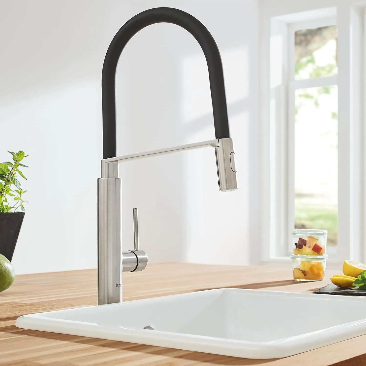 GROHE 31492DC0 Concetto Semi-Pro Kitchen Faucet with Pull-Out Sprayer Supersteel (Stainless Steel)