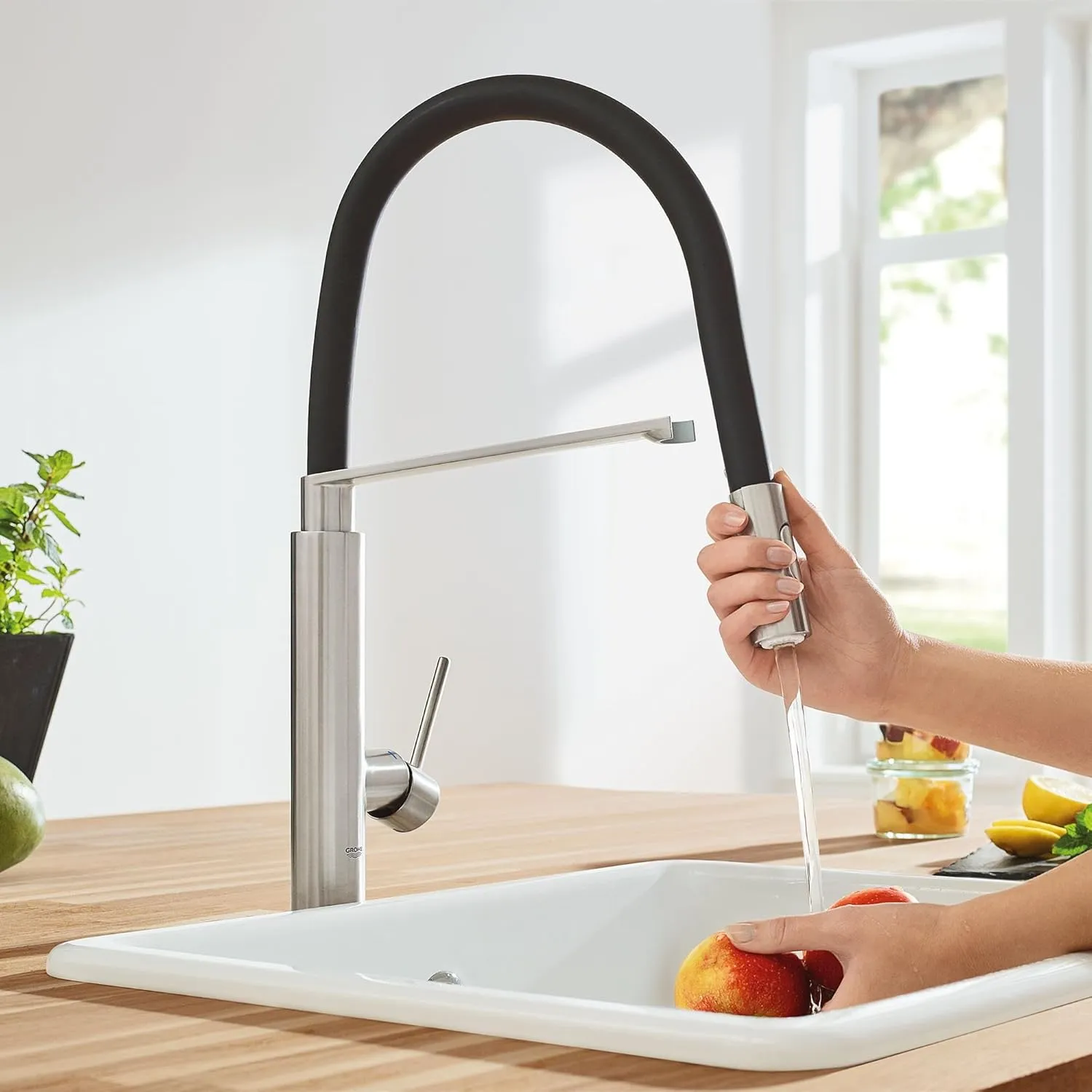 GROHE 31492DC0 Concetto Semi-Pro Kitchen Faucet with Pull-Out Sprayer Supersteel (Stainless Steel)