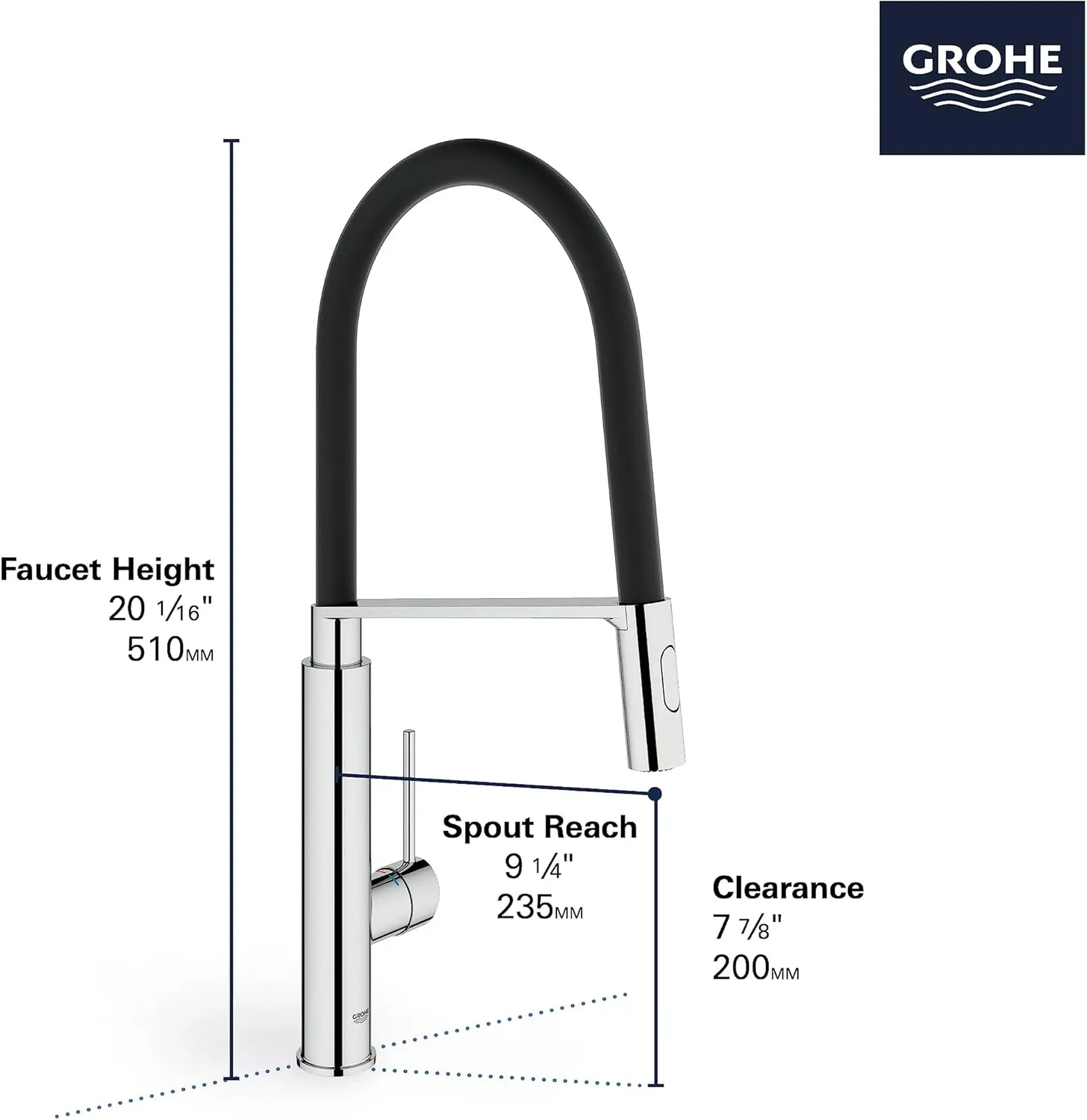 GROHE 31492DC0 Concetto Semi-Pro Kitchen Faucet with Pull-Out Sprayer Supersteel (Stainless Steel)
