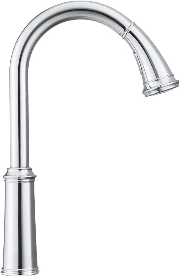 GROHE Gloucester – Single Lever Kitchen Sink Pull Out Mixer Tap (High C-Spout, 2 Spray Options, 28 mm Ceramic Cartridge, 360° Swivel Range, Tails 3/8 Inch), Quick Mount Included, Chrome, 30422000