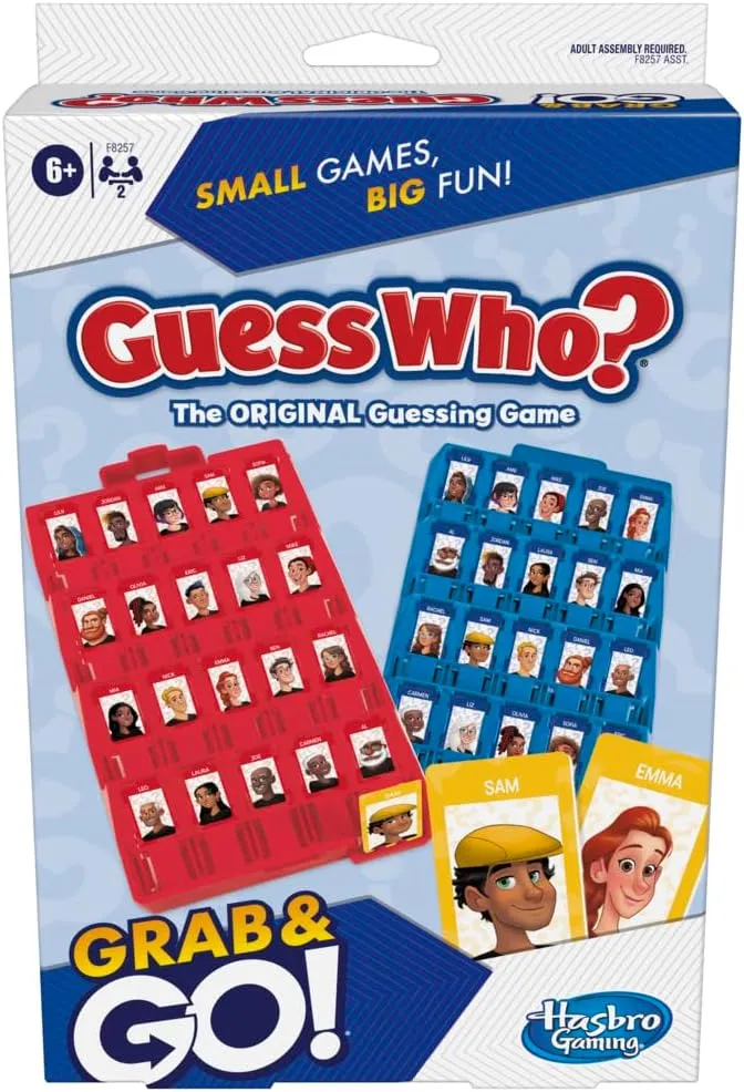 Guess Who? Grab and Go Game, Original Guessing Game for Kids, Portable Game for 2 Players, Travel Game for Kids