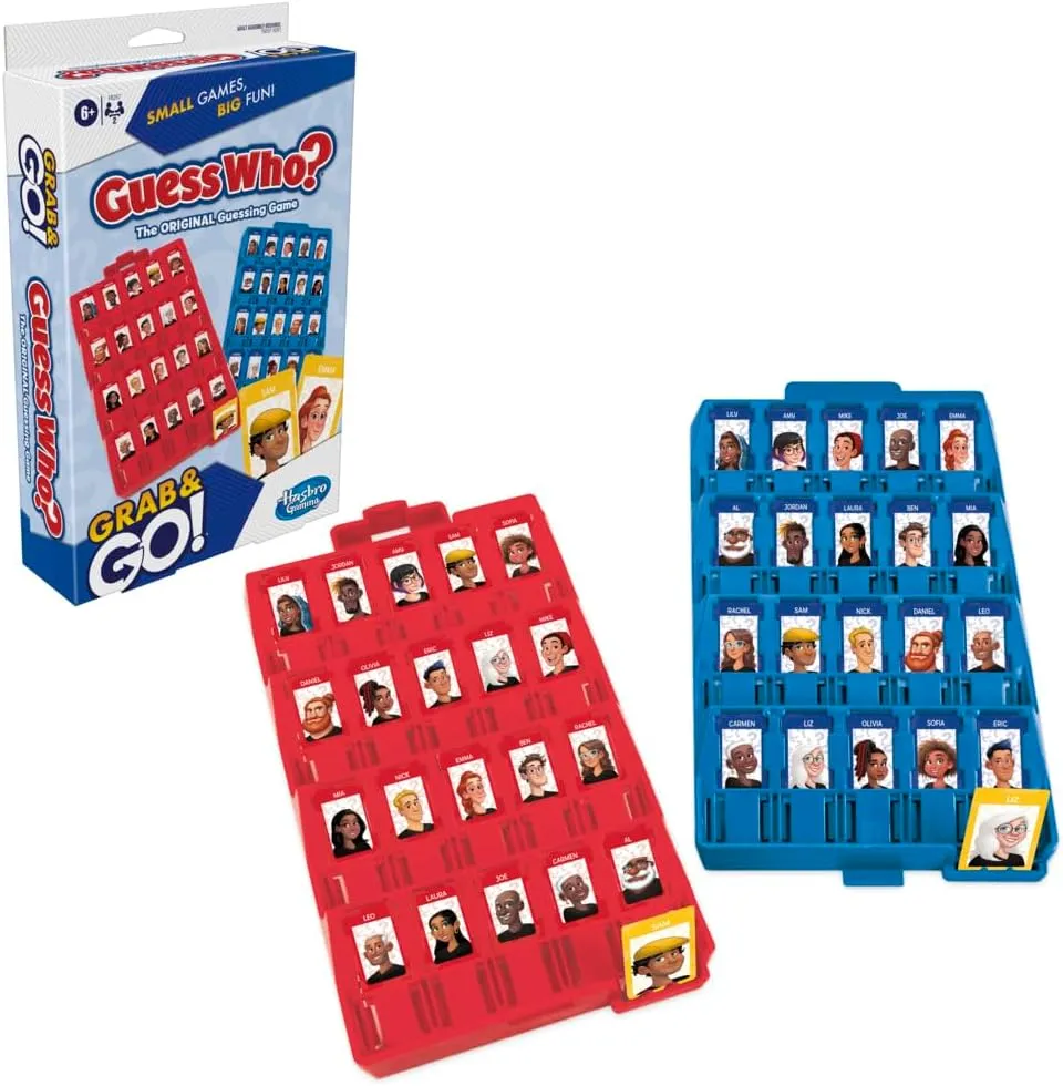 Guess Who? Grab and Go Game, Original Guessing Game for Kids, Portable Game for 2 Players, Travel Game for Kids