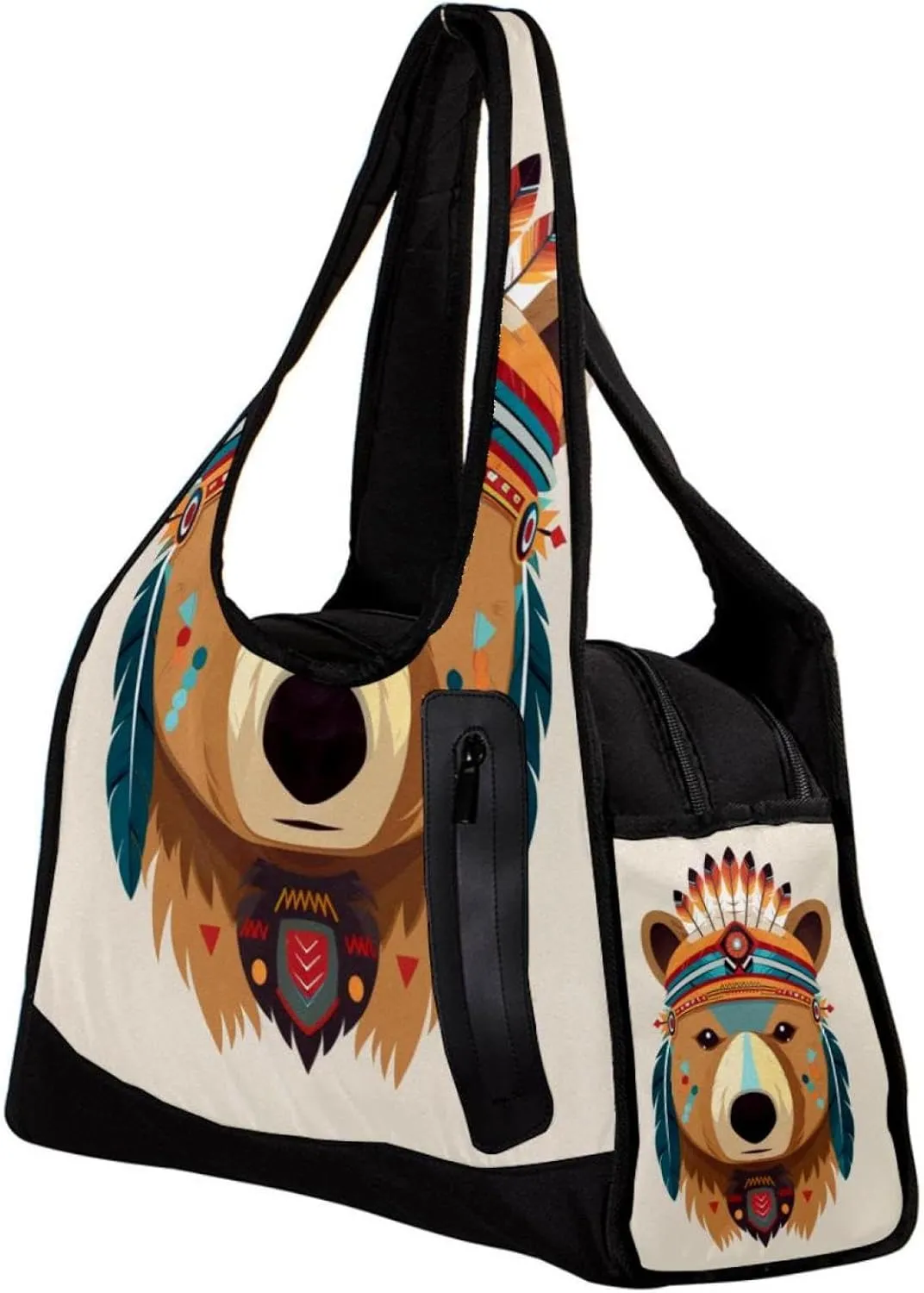 Gym Bag for Women,Small Gym Bag for Men,Ethnic Cartoon Indian Bear,Overnight Bag