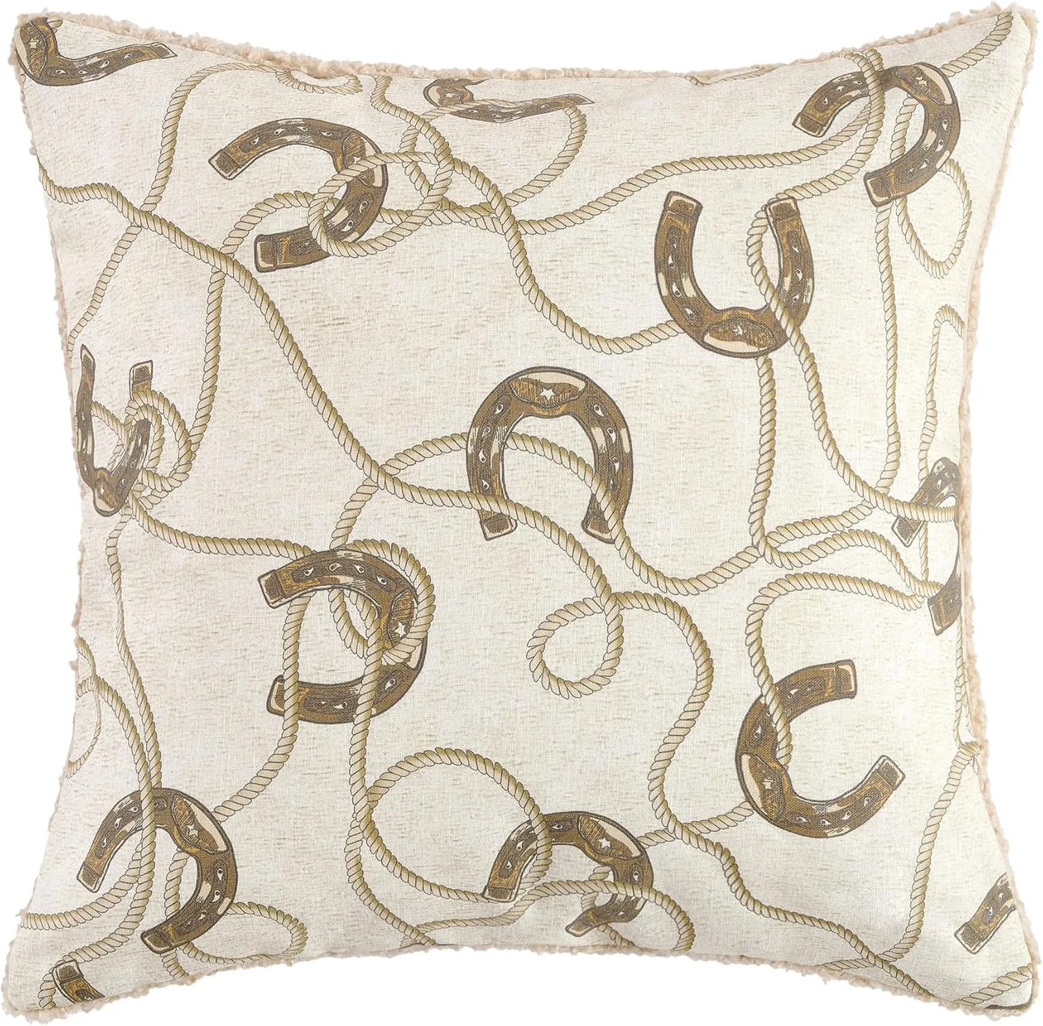H HIEND ACCENTS Tasha Polizzi for Paseo Road Pierre Equestrian Western Throw Pillow, 18x18 inch, Brown Teddy-Backed Pillow, Soft Boucle Reverse Side, Southwestern Western Pillow for Bed, Couch, Sofa