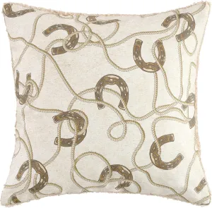 H HIEND ACCENTS Tasha Polizzi for Paseo Road Pierre Equestrian Western Throw Pillow, 18x18 inch, Brown Teddy-Backed Pillow, Soft Boucle Reverse Side, Southwestern Western Pillow for Bed, Couch, Sofa