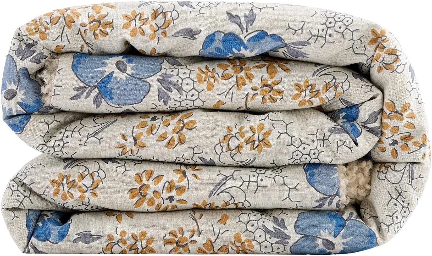 H HIEND ACCENTS Tasha Polizzi for Paseo Road Sandra Throw Blanket, 50x60 inch, Blue Yellow Floral Throw, Teddy-Backed Soft Boucle Reverse Side, Flower Blooms Print, Plush Cozy Blanket for Bed, Sofa
