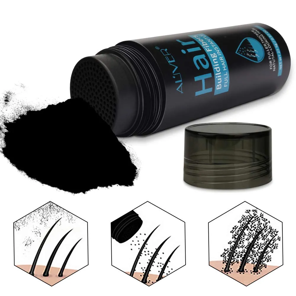 Hair Fibers for Thinning Hair With Spray,Undetectable Natural Formula,Thicker Fuller Hair in 15 Seconds,Instantly Conceal & Thicken Thinning or Balding Hair Areas,For Men&Women，Black