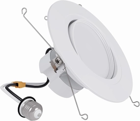 HALO RA 6-Inch Recessed LED Trim Downlight with Adjustable Gimbal, Selectable Lumens and Color Temperatures, Dim-to-Warm - RA56LS9FSD2W1EWH