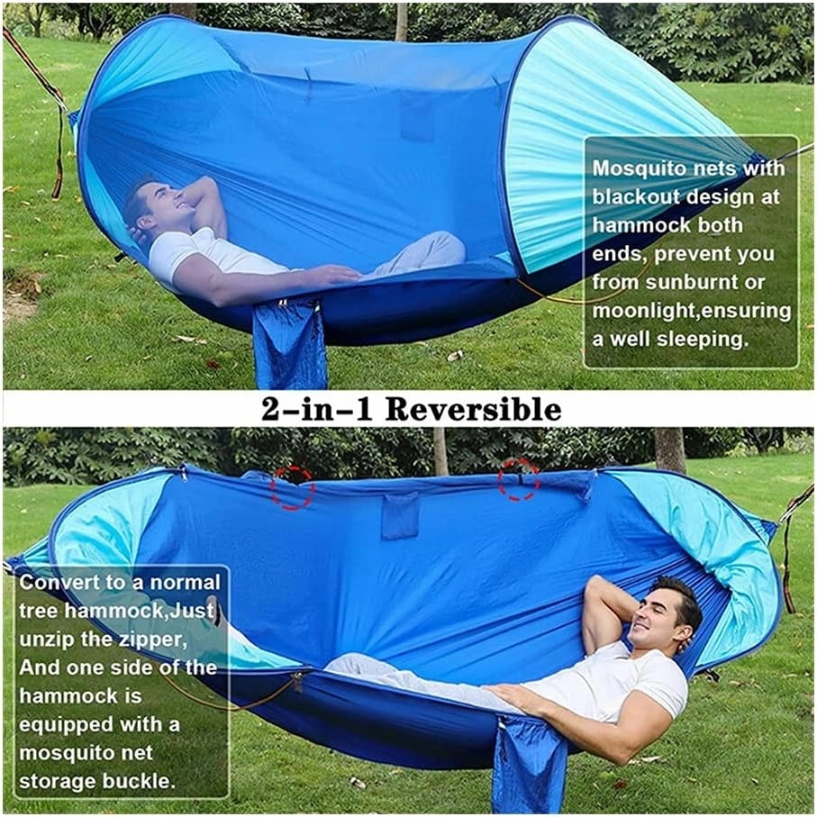 Hammock Camping Hammock with Mosquito Net and Awning Double Hammocks Anti-Rollover Outdoor Portable Hammock for Travel Hiking Camping Swing