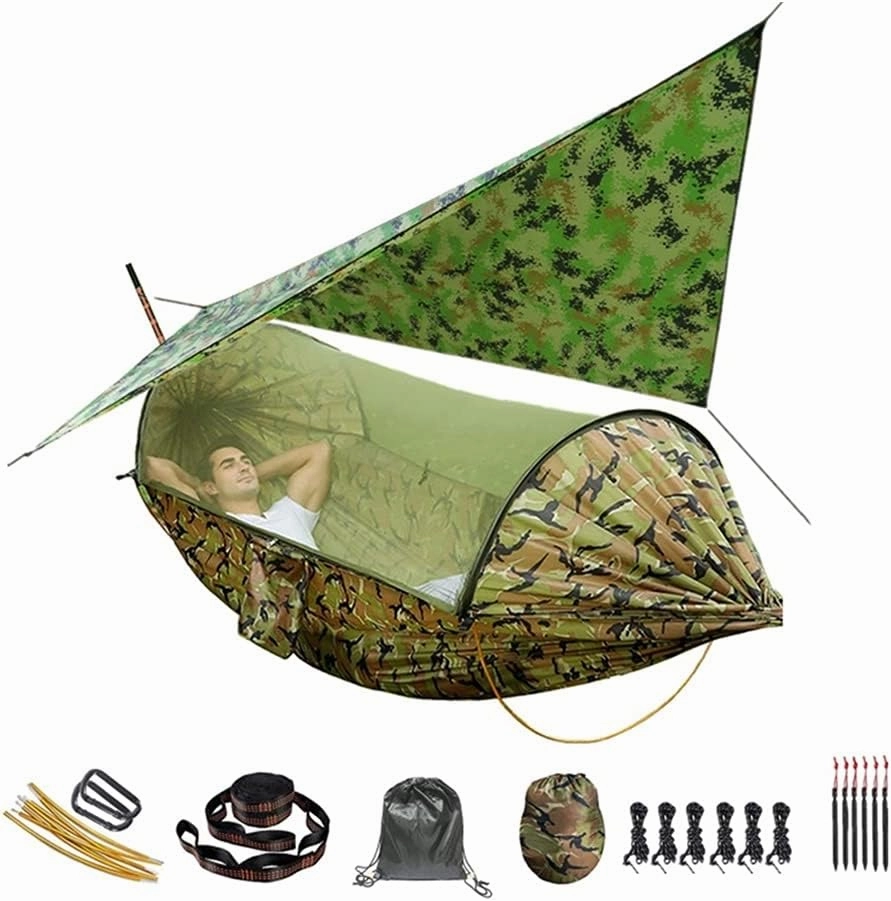Hammock Camping Hammock with Mosquito Net and Awning Double Hammocks Anti-Rollover Outdoor Portable Hammock for Travel Hiking Camping Swing