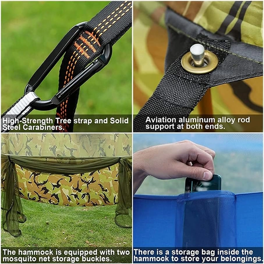 Hammock Camping Hammock with Mosquito Net and Awning Double Hammocks Anti-Rollover Outdoor Portable Hammock for Travel Hiking Camping Swing