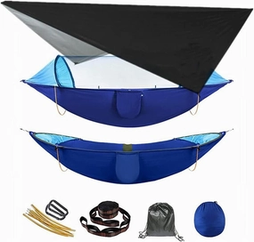 Hammock Camping Hammock with Mosquito Net and Awning Double Hammocks Anti-Rollover Outdoor Portable Hammock for Travel Hiking Camping Swing