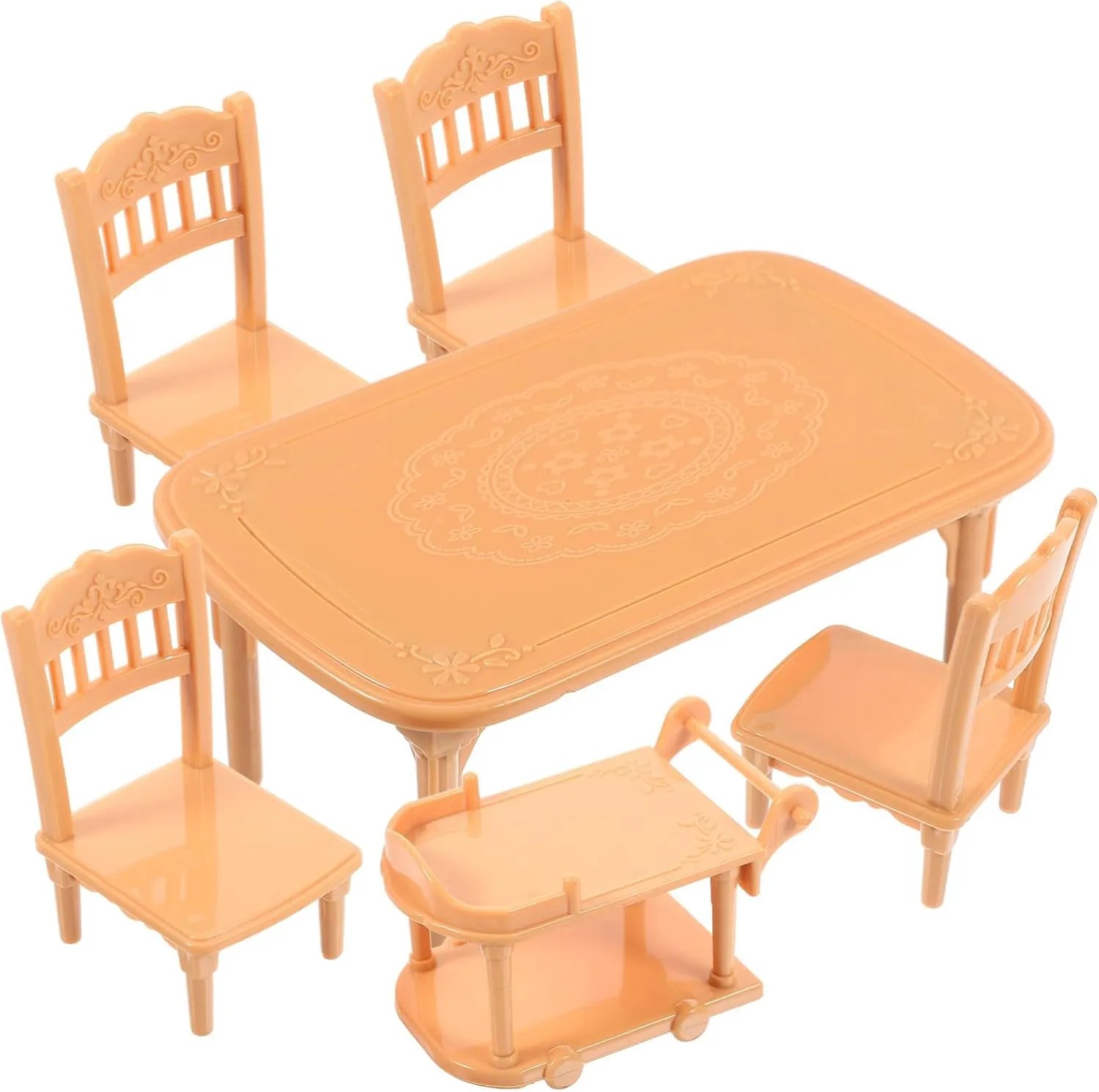 HANABASS 1 Set Dollhouse Dining Table Chair Set Miniature Furniture for Safe and Sturdy Plastic Decor for Dollhouse Dining Compact and Versatile Design for Creative Play