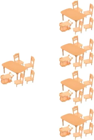 HANABASS 1 Set Dollhouse Dining Table Chair Set Miniature Furniture for Safe and Sturdy Plastic Decor for Dollhouse Dining Compact and Versatile Design for Creative Play