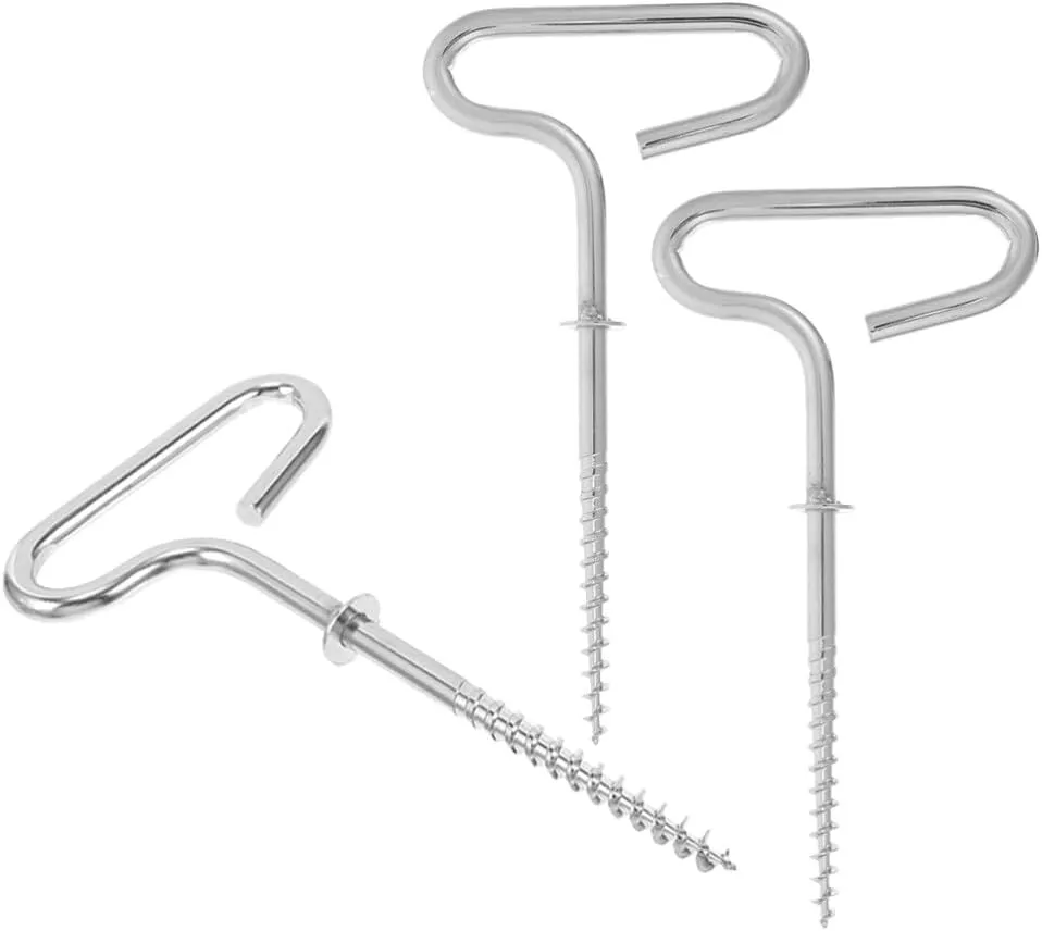 HANABASS 3pcs Ice Fishing Tent Stakes Heavy Duty Spiral Stakes Screw for Tent Metal Nail