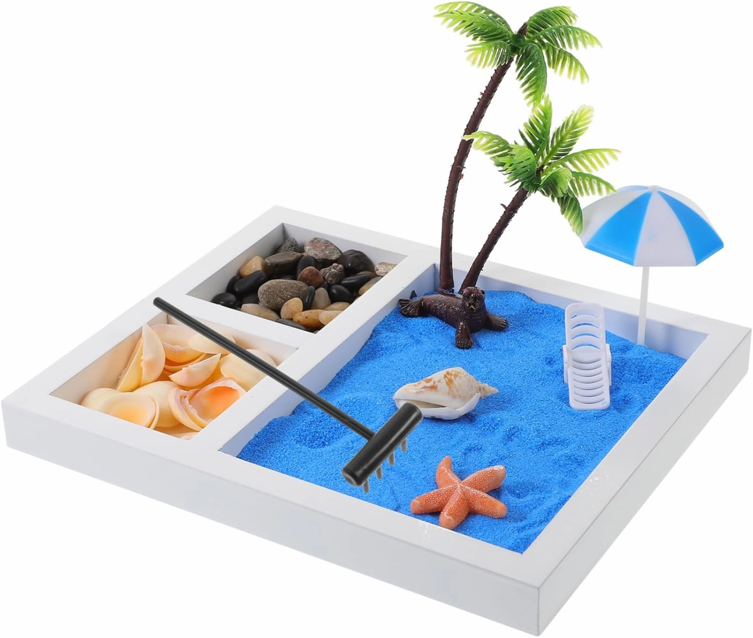 HANABASS 1 Set Japanese Seaside Sand Beach Sandbox Decor Zen Sand Ornament for Tabletop Refreshing Home Decoration Tranquil Beach Landscape for Desk and Reusable