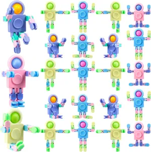 Hanaive 100 Robot Fidget Spinners Transformable Fingertip Gyro Chain Toy Deformable DIY Stress Relief Fidget Sensory Toys Adults Piñata Goodie Bag Birthday School Gift