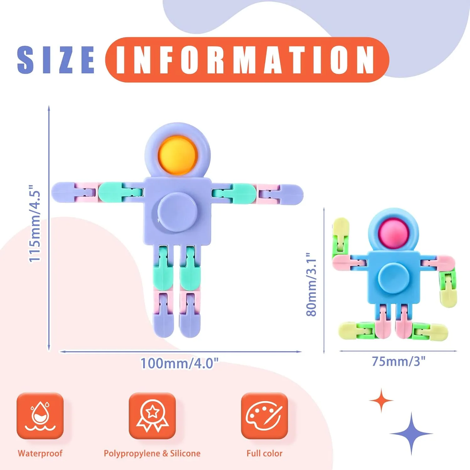 Hanaive 100 Robot Fidget Spinners Transformable Fingertip Gyro Chain Toy Deformable DIY Stress Relief Fidget Sensory Toys Adults Piñata Goodie Bag Birthday School Gift