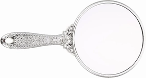 Hand Mirror - Portable Round Travel Hairdressing Mirror - Court Style Cosmetic Vanity Mirror for Women and Girls - Retro Handheld Makeup Mirror for Home and Salon Use
