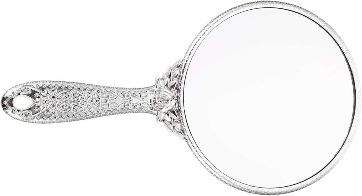 Hand Mirror - Portable Round Travel Hairdressing Mirror - Court Style Cosmetic Vanity Mirror for Women and Girls - Retro Handheld Makeup Mirror for Home and Salon Use