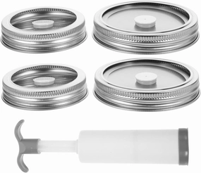 Handheld Vacuum Sealer Kit for Jars Vacuum Sealing Lids Wide Mouth Mouth with Pump for Food Preservation and Long Term Storage