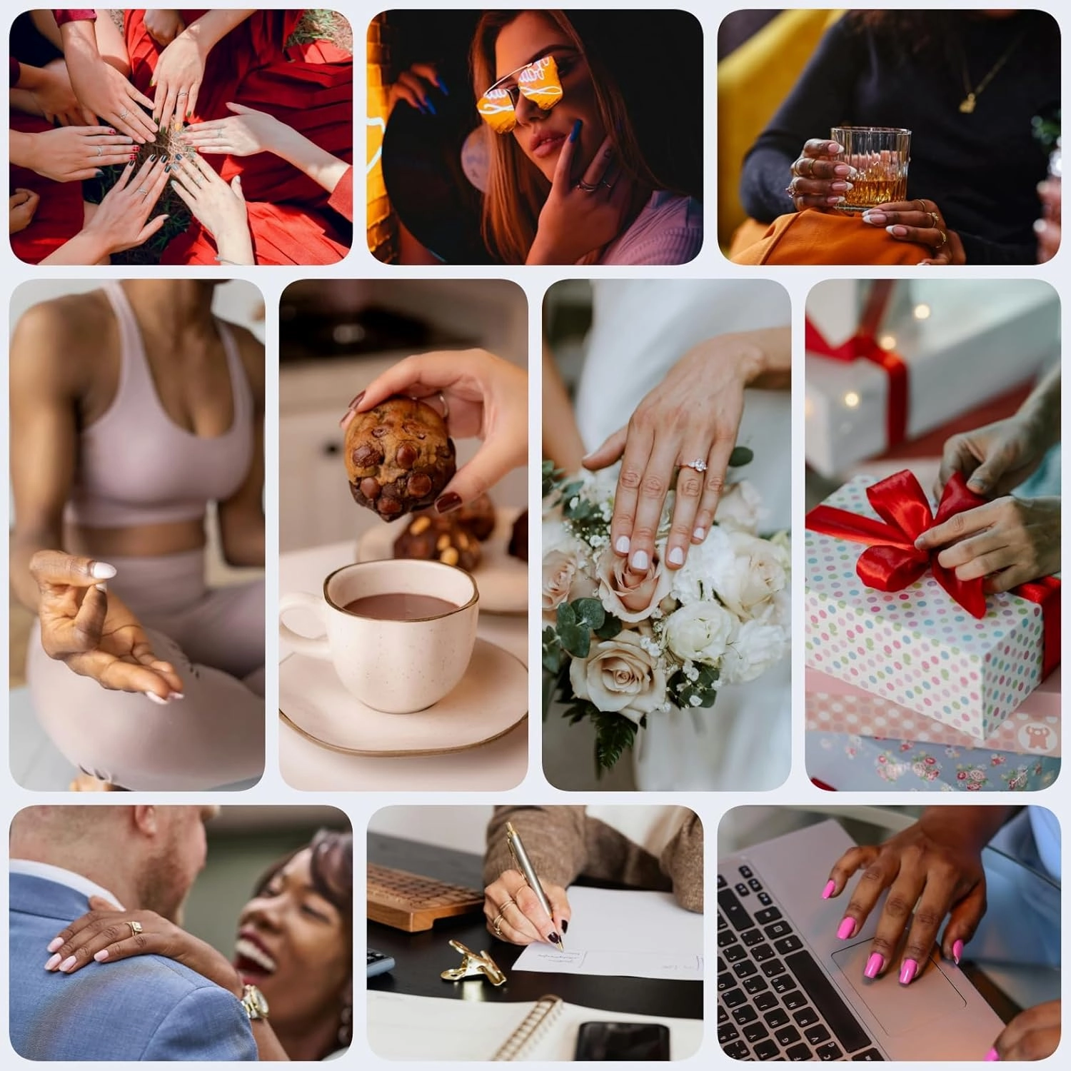 handmade nails,press on nails, glittering flowers,long coffin, Includes 10 Nails, Prep Pad, 1 Manicure Stick, 1 Mini File，Jelly Gel Nail Glue(medium)