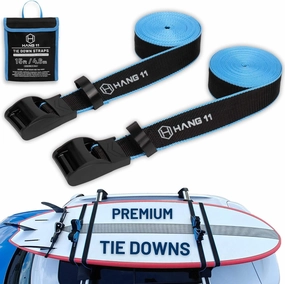 Hang 11 Surfboard Tie Down Straps for Roof Rack, Surfboard Straps for Roof Rack, Extra Long (15ft) & Wide (1.5"), No-Scratch Silicone Buckles, Ideal to Secure a Paddle Board Kayak Canoe SUP on a Car