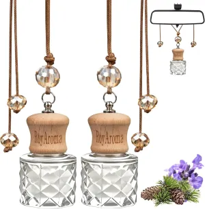 Hanging Car Air Freshener, 2 Pack Long Lasting Car Fresheners up to 30-45 Days, Natural Fragrance Cars Essential Oil Diffuser for Home Office - Mahogany Coconut