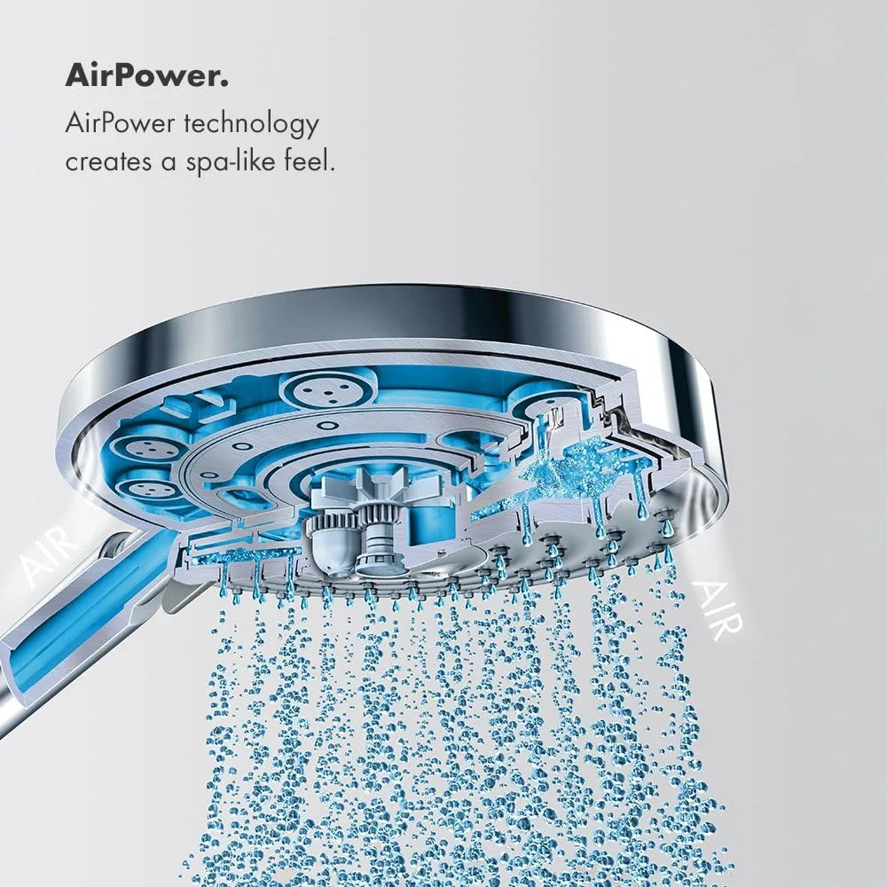 hansgrohe Croma 9-inch Showerhead Premium Modern 1-Spray RainAir Air Infusion with Airpower with QuickClean in Chrome, 26465001