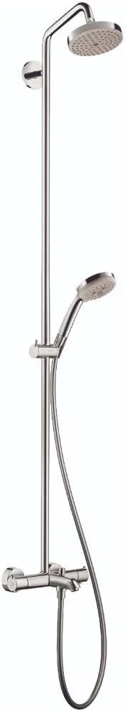 hansgrohe Croma Sliding Height Adjust Air Infusion, Rain AirPower Spray, QuickClean Showerpipe Shower Set in Chrome, 27143001 Large
