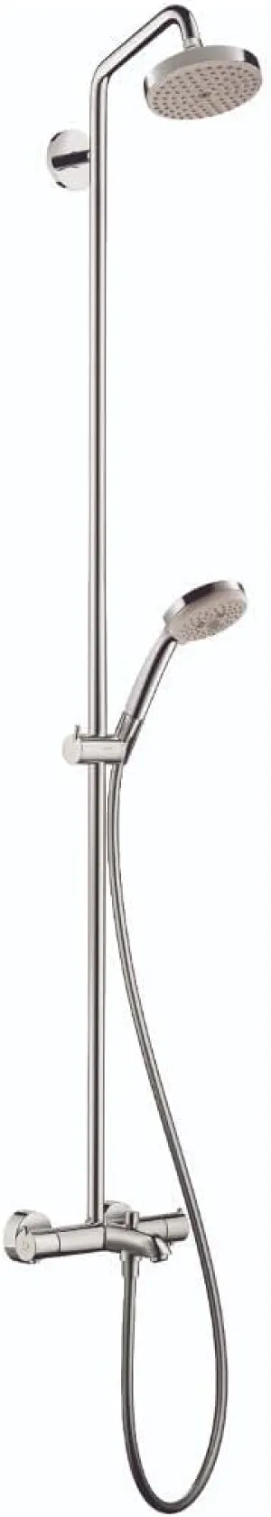 hansgrohe Croma Sliding Height Adjust Air Infusion, Rain AirPower Spray, QuickClean Showerpipe Shower Set in Chrome, 27143001 Large