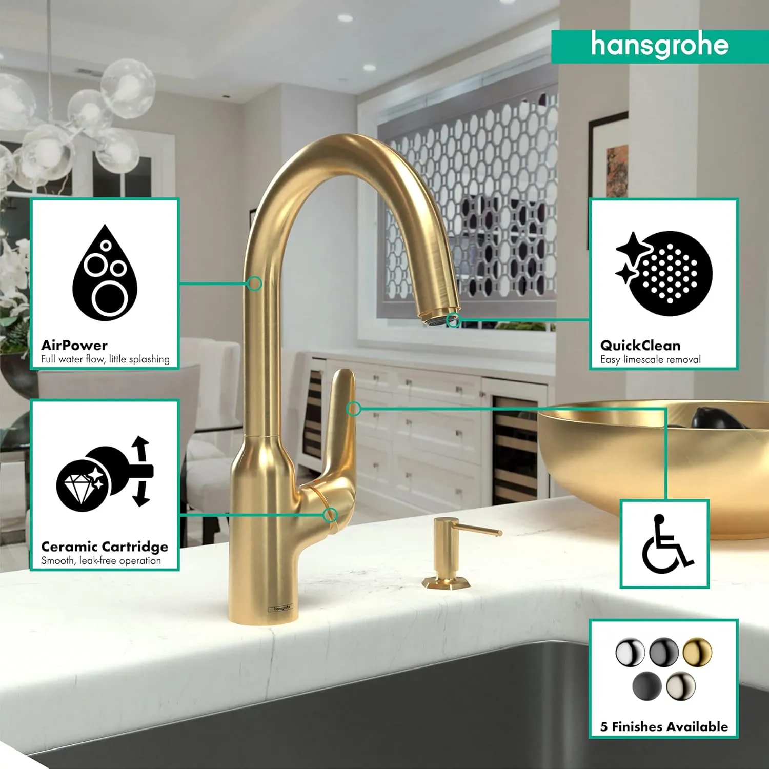 hansgrohe Focus N 14-inch Tall 1-Handle Bar Faucet in Brushed Gold Optic, 71802251