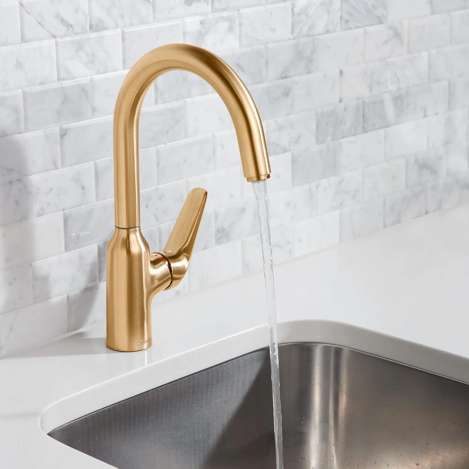 hansgrohe Focus N 14-inch Tall 1-Handle Bar Faucet in Brushed Gold Optic, 71802251