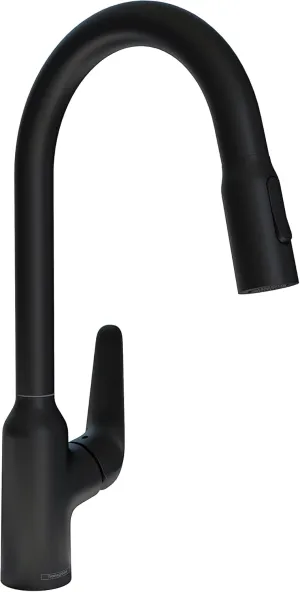 hansgrohe Focus N Black High Arc Kitchen Faucet, Kitchen Faucets with Pull Down Sprayer, Faucet for Kitchen Sink, Matte Black 71800671