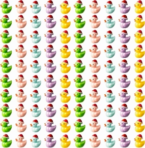 Haooryx Christmas Mini Resin Ducks - 100Pcs Miniature Christmas Hat Duck Figures Colorful Tiny Duck Ornaments Micro Landscape Fairy Garden Aquarium Dollhouse Accessories for Xmas Birthday Party Decor