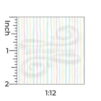 Happy Pastel Rainbow Stripe - Muted - Dollhouse Wallpaper