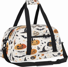 Happy Halloween Kids Overnighter Duffel Bags for Boys, Carry-On Size Sports Gym Bag with Front Zipper Pocket for School Practice or Overnight Travel Weekender Sleepover Tote Bag