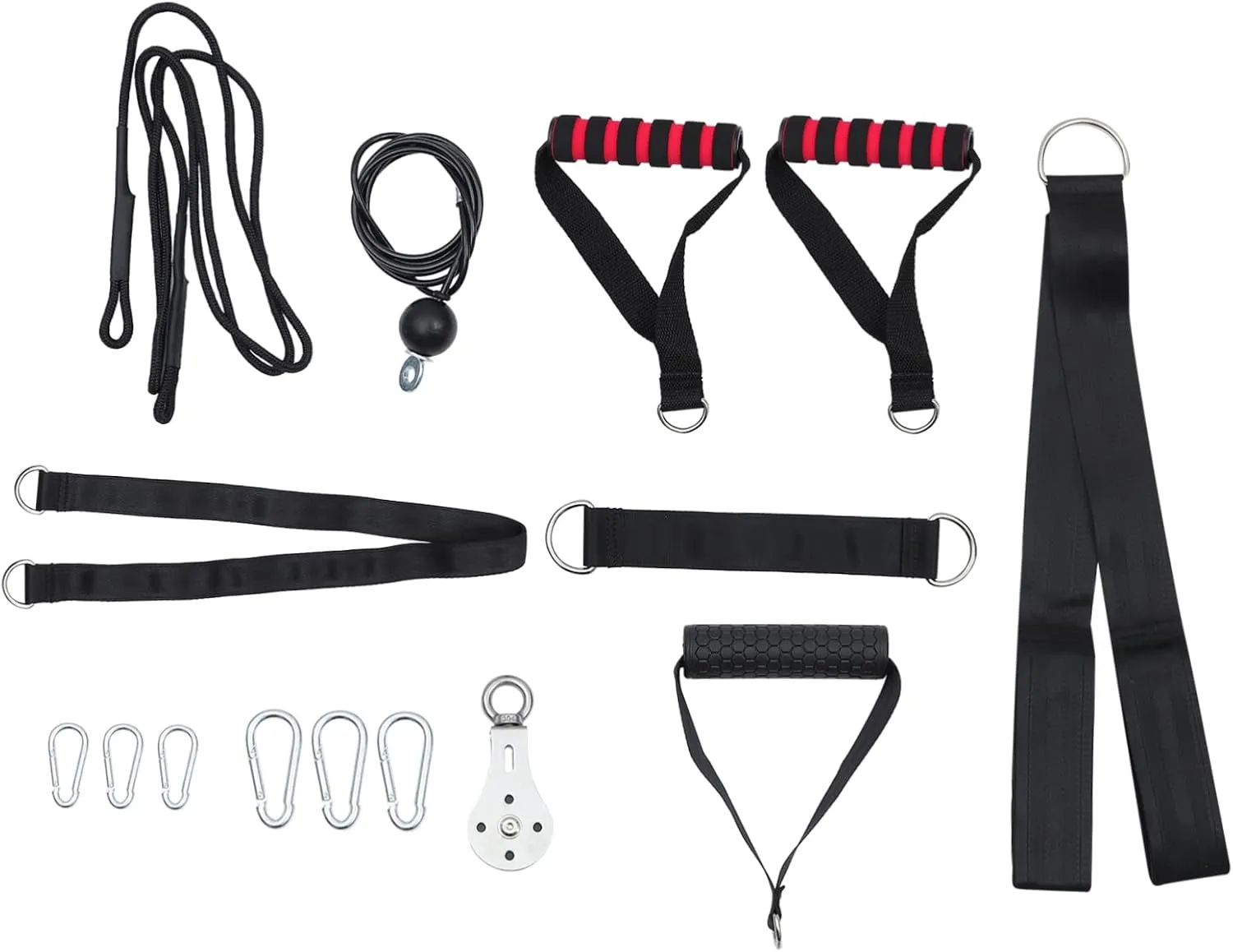 Happyyami 1 Set Fitness Kit Steel Carabiners Gym Kit Lifting Triceps Ropes Gym Pulley System Cable Rope Attachment Weight Lifting Cable Pulley Tricep Strap Training Equipment Major Nylon