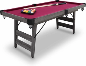 Hathaway Pendleton 6 Ft Portable Pool Table, Adults Folding Billiards Tables for Game Room with Easy Foldable Storage, Includes Full Set of Billiard Balls, Cues, Chalk & Brush