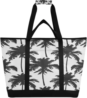 Hawaiian Palm Tree Reusable Insulated Lunchbox Cooler Bag, Leakproof Kitchen Grocery Bag Collapsible Portable Cooler Tote Bag for Picnic, Camping, Office, Travel