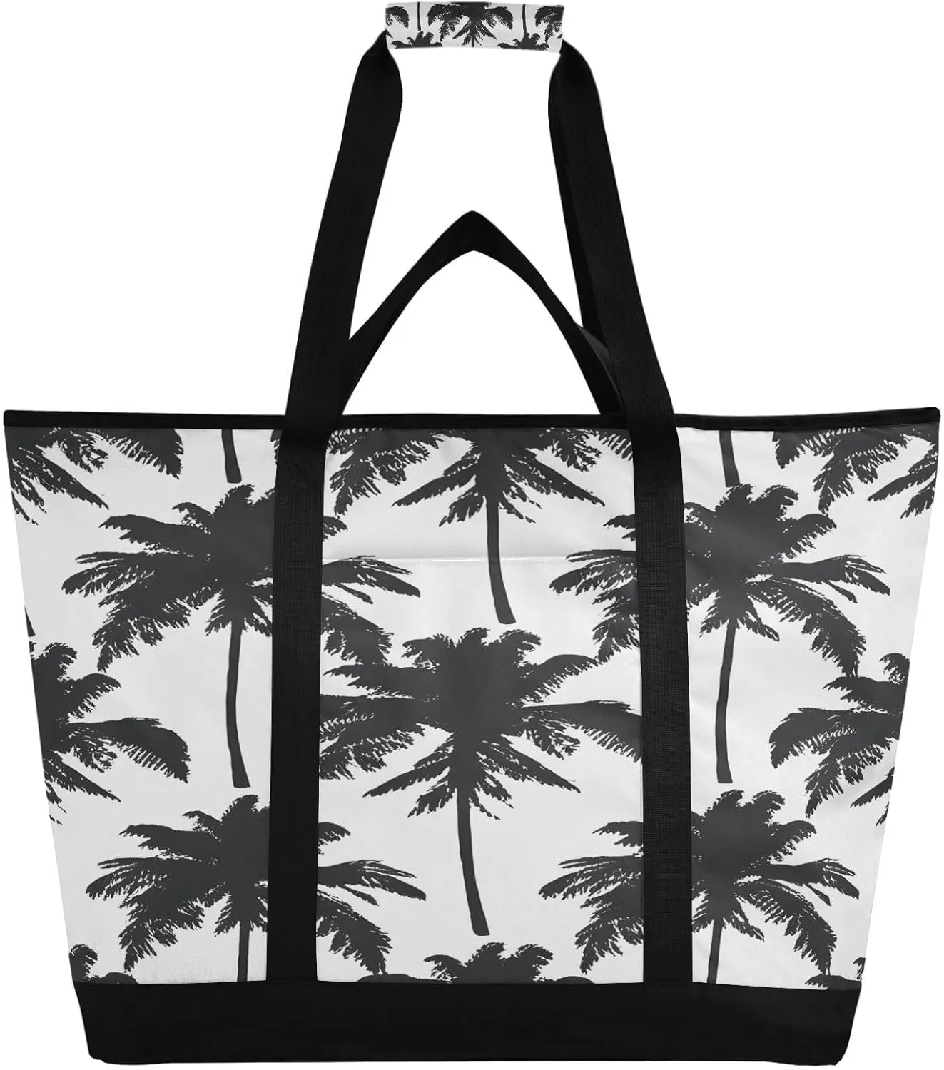 Hawaiian Palm Tree Reusable Insulated Lunchbox Cooler Bag, Leakproof Kitchen Grocery Bag Collapsible Portable Cooler Tote Bag for Picnic, Camping, Office, Travel