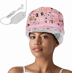Heated Electric Thermal Steamer Cap with 3 Mode Temperature, Heat Cap for Deep Conditioning, Hair Steamer for Deep Conditioning at Home (Bear)